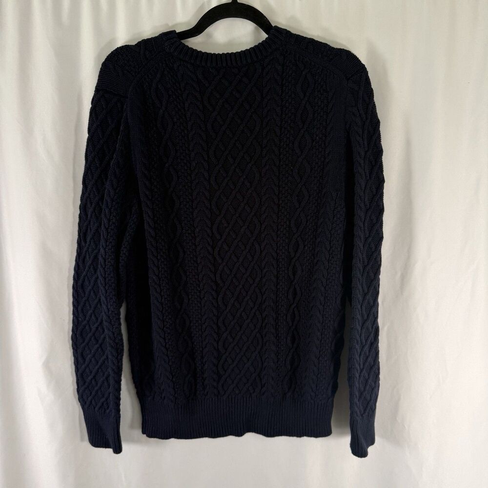 J. Crew Cable Knit Sweater Women's Medium Navy Blue Crewneck Long Sleeve Pullove - Picture 10 of 10